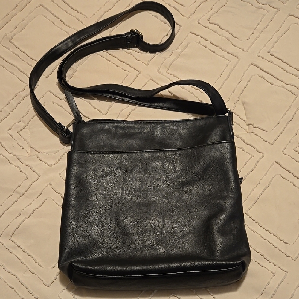 INC Black Leather Crossbody Bag